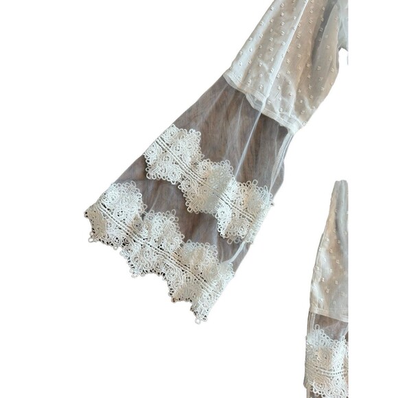 Miss Ord Lace Overlay Wedding Cover Up Beach Boho Contemporary Tie Cardigan Sz L - Picture 4 of 7